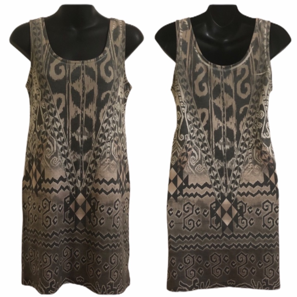 Tan & Black Tribal Bodycon Dress